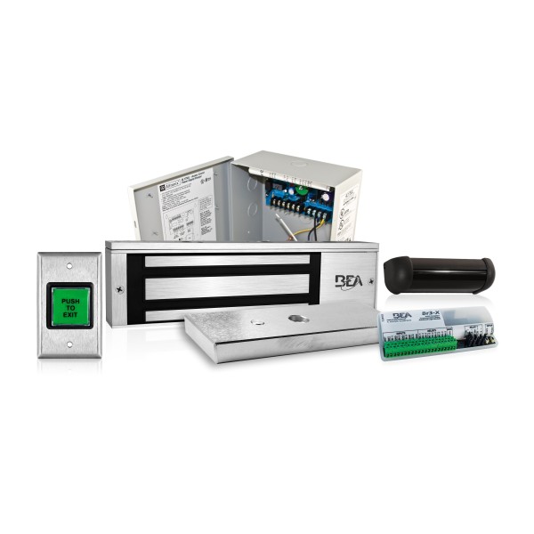 BEA Access Control Package w/ Active Infrared Request-to-Exit Detector, Power Supply, Push to Exit Button, Logic Module, & 1200lb UL Maglock