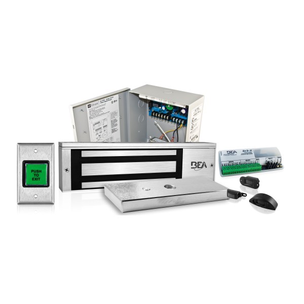 BEA Access Control Package w/ Request-to-Exit Detector, Power Supply, Push to Exit Button, Logic Module, & 1200lb UL Maglock