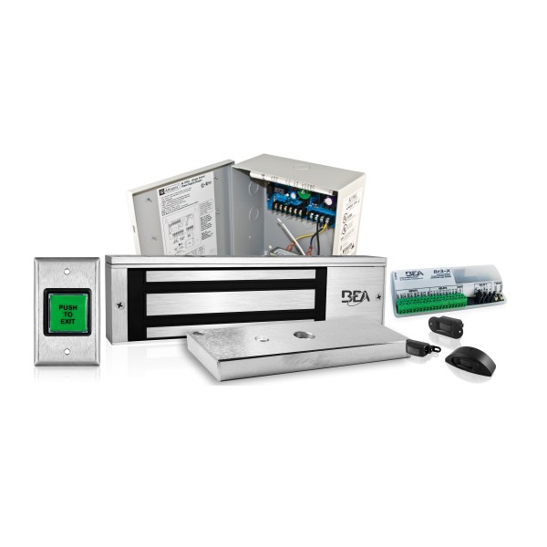 BEA Access Control Package w/ Request-to-Exit Detector, Power Supply, Push to Exit Button, Logic Module, PAssemblyive Door Position Sensor, & 1200lb UL Maglock