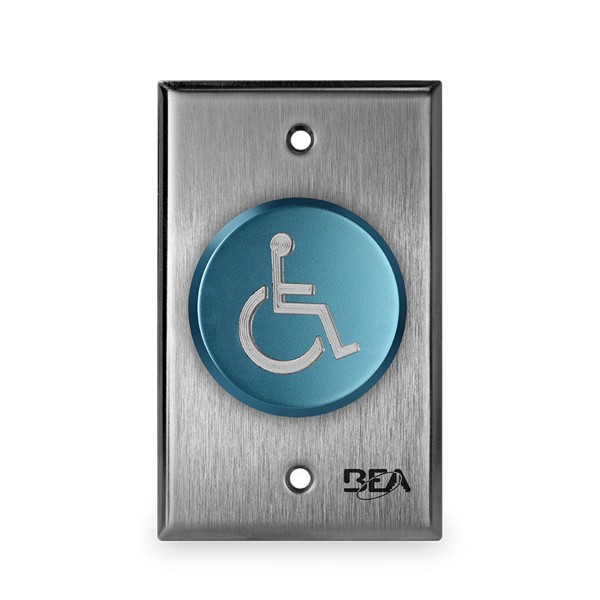 BEA 2" Accessibility Logo Delayed Action Switch Blue w/ Single Gang Face Plate