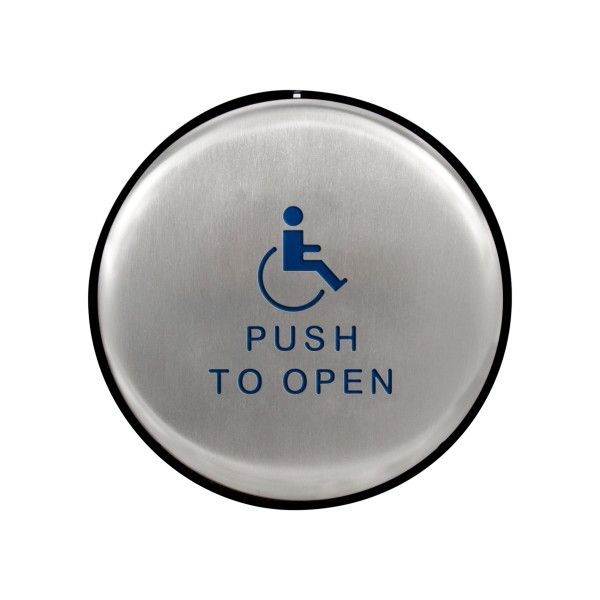 BEA 900Mhz 4.75" Round Panther Plate - "Push to Open" Text & Accessibility Logo - 10EMR4751-900