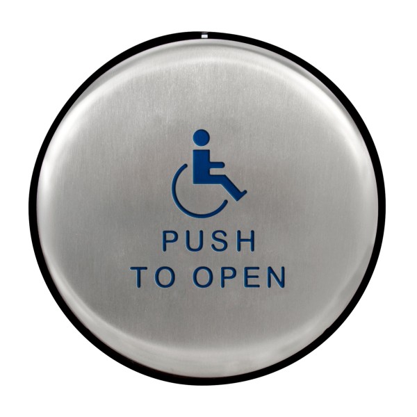 BEA 900Mhz 6" Round Panther Plate - "Push to Open" Text & Accessibility Logo - 10EMR61-900