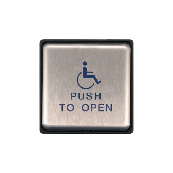 BEA 900Mhz 4.75" Square Panther Plate - "Push to Open" Text & Accessibility Logo - 10EMS4751-900