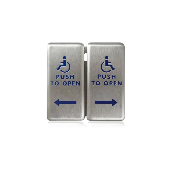 BEA Stainless Steel Push Plate Dual Gang - "Push to Open" Text & Accessibility Logo - 10PBDGP1 (Default)