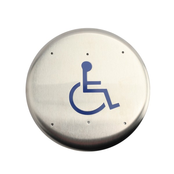 Push Plate,S/S 6"" Rnd,Lg Logo
