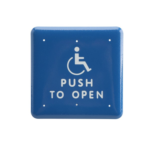 Push Plate,S/S 4.75"" Sq.,T&L,
Blue Powdercoat with White T&L