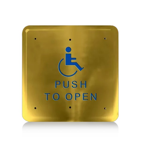 BEA Pushplate, Satin Brass PlatedT & L, Stainless Steel Titanium Plated Brass