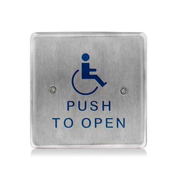 BEA 4.5" Square Push Plate, 4.5" Square, Stainless Steel, Text & Logo 