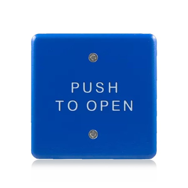 BEA Stainless Steel Push Plate 4.5" Square TextBlue Powdercoat/ Leatherette