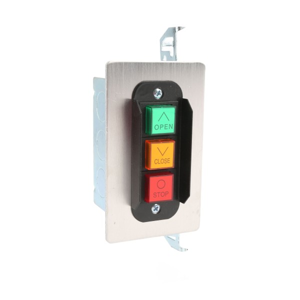 Three Button Interior Open-Close-Stop Control Flush Mount (NEMA 1 - 10 amp @ 250V AC) - MMTC 2BF