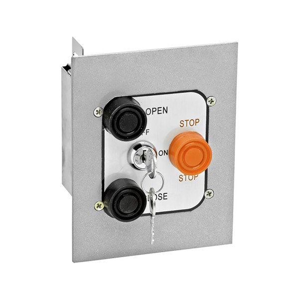 Three Button Exterior Open-Close-Stop Control Flush Mount with Mortise Lockout (NEMA 4 - 4 amp @ 250V AC) - MMTC 3BFLX