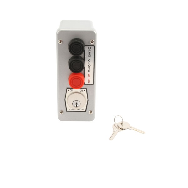 Three Button Exterior Open-Close-Stop Control Surface Mount with Mortise Lockout (NEMA 4 - 20 amp @ 125V AC) - MMTC 3BLM