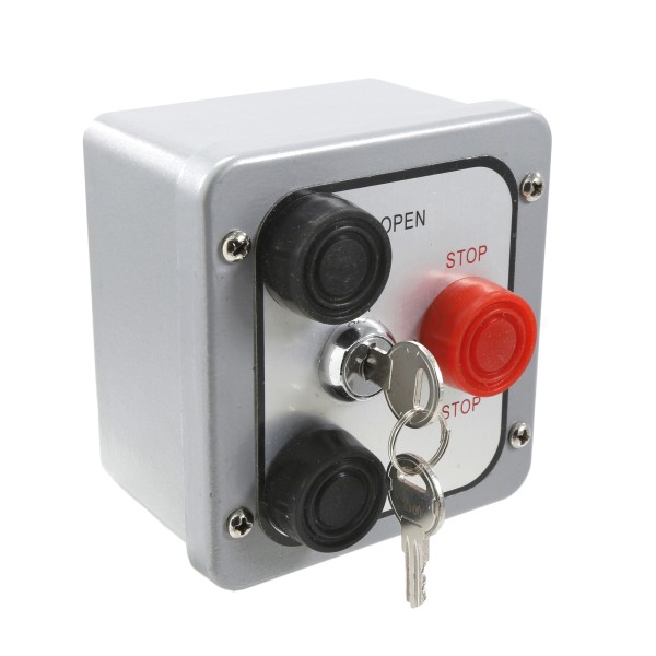 Three Button Exterior Open-Close-Stop Surface Mount with Lockout Control (NEMA 4 -  4 amp @ 250V AC)  - MMTC 3BXL