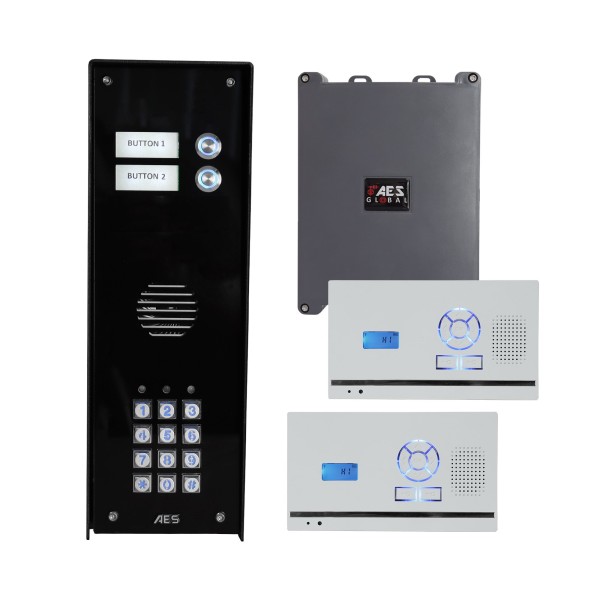 AES 703 Spartan 2 Button Wall Mount Intercom and Keypad with 2 Wall/Deck Handsets  - 703-IBK2-US