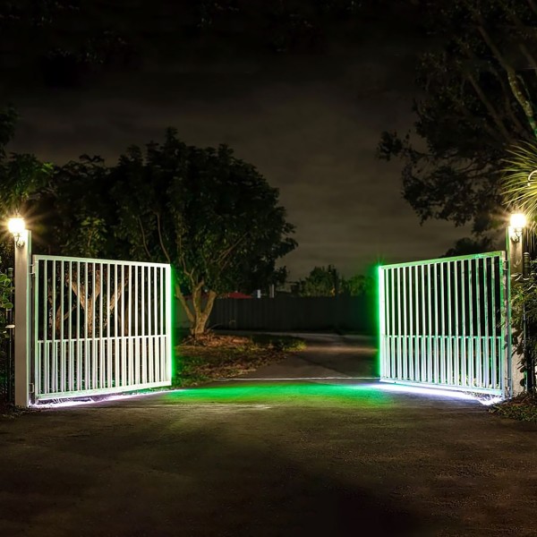 GateArms+ Double-Sided Swing Gate Safety Light Kit - Includes Two 90 Degree Flange Tracks, Two LEDs, Two 20' Wiring Harness, Power Supply (10 ft.)