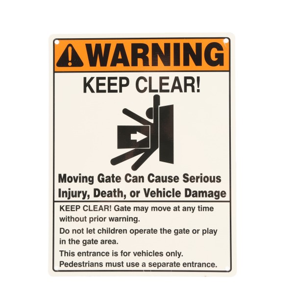 Gate Opener Warning Sign - Aluminum Gate Warning Sign - 8.5" X 11" Automatic Gate Warning Sign