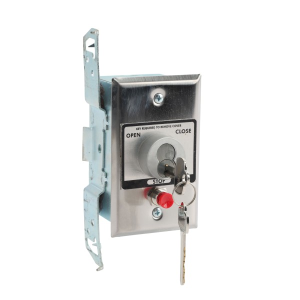 Flush Mount One Button Open-Close Keyswitch with Best Core Mortise Cylinder (NEMA 1 - 15 amp @ 125/250V AC) - MMTC HBFST-BC (Keyswitches)