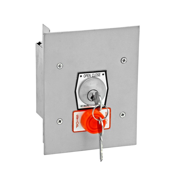 Exterior Flush Mount Keyswitch w/ Changeable Core Cylinder and Stop Button - MMTC 1KFSX-CC