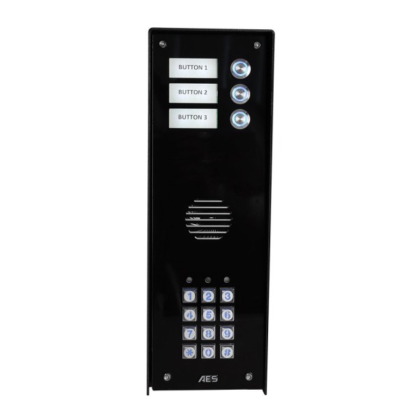 AES Assembled Cellular Imperial 3 Button Intercom Unit with Keypad (Black) - MOD-IBK3-US