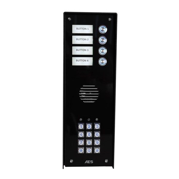 AES Assembled Cellular Imperial 4 Button Intercom Unit with Keypad (Black) - MOD-IBK4-US