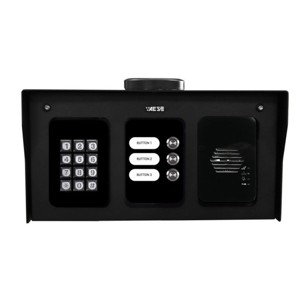 AES Assembled Cellular 3 Button Intercom Unit with Keypad (Black) - MOD-PBK3-US