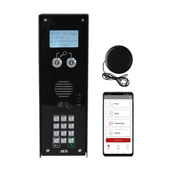 AES Multicom Classic Imperial 4G Cellular Audio Intercom With LCD Display, Keypad, and Proximity Reader (Black) - MULTI-CL-IBPK-US
