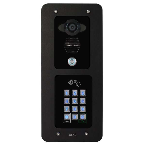 AES 1-Button Opyn Pro 4G Video Callbox with Keypad, Proximity 125k Reader, & built-in 4G Cellular Router (Powder-Coated, Flush Mounted) - OPYN-PRO-4G-FBK-US (Intercoms)