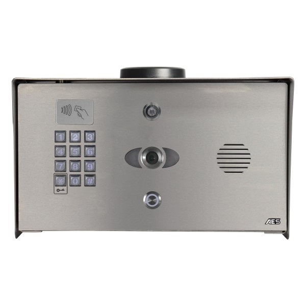 AES 1-Button Opyn Pro 4G Video Callbox with Keypad, Proximity 125k Reader, & built-in 4G Cellular Router (Stainless Steel, Pedestal Mounted) - OPYN-PRO-4G-PSK-US