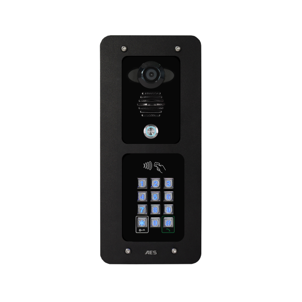 AES 1-Button Opyn Pro IP Callbox with Keypad & Proximity 125k Reader (Powder-Coated, Flush Mounted) - OPYN-PRO-IP-FBK-US