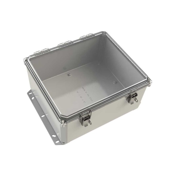ESI PolyGuard Polycarbonate Flange Mount Hinged Enclosure with Latch Lock Clear Cover (14"x12"x6") - PC141206HCLB
