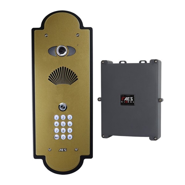 AES Praetorian 4G Vintage Flush Mount Intercom with Keypad (Black/Gold) - PRAE-4G-VFBGK-EU