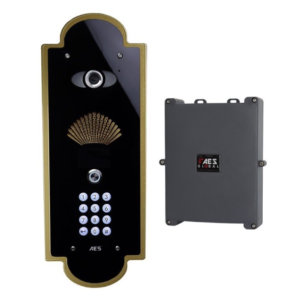 AES Praetorian 4G Vintage Flush Mount Intercom with Keypad (Gold/Black) - PRAE-4G-VFGBK-EU