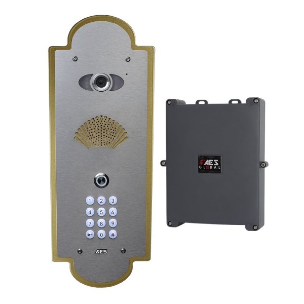 AES Praetorian 4G Vintage Flush Mount Intercom with Keypad (Gold/Stainless Steel) - PRAE-4G-VFGSK-EU