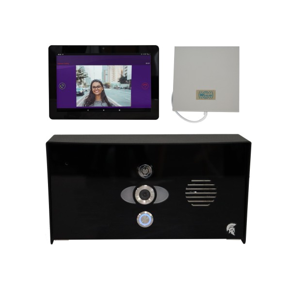 AES 1 Button Praetorian IP Video Intercom Imperial Pedestal (US and Canada) with 1 Monitor - PRAE-IP-PB-MON1-US