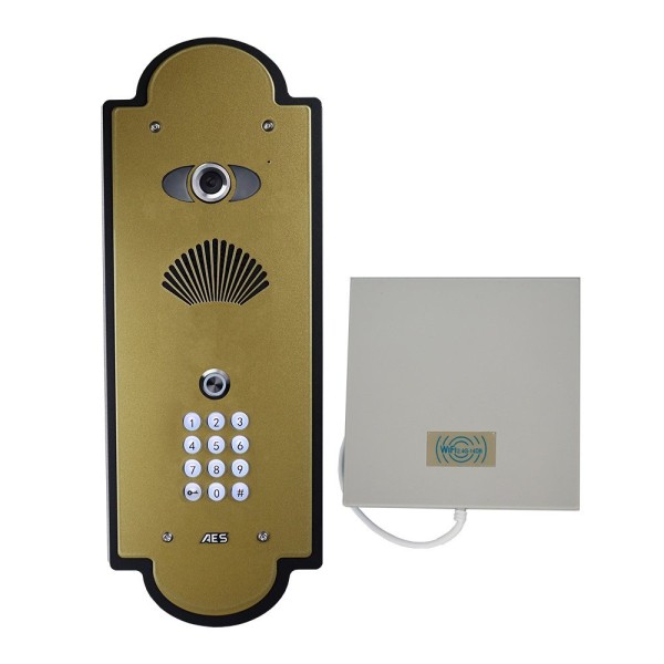 AES Praetorian IP Vintage Flush Mount Intercom with Keypad (Black/Gold) - PRAE-IP-VFBGK-EU