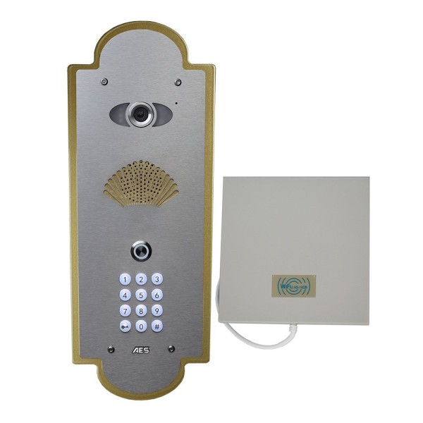 AES Praetorian IP Vintage Flush Mount Intercom with Keypad (Gold/Stainless Steel) - PRAE-IP-VFGSK-EU
