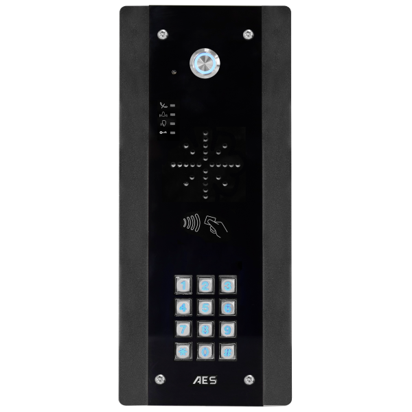 AES 1-Button Prime EDGE 4G Cellular Callbox with Keypad & Proximity 125k Reader (Powder Coated, Flush Mount) - PRIME-EDGE-FBK-US