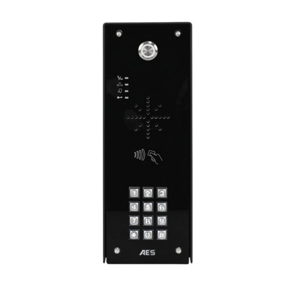 AES 1-Button Prime EDGE 4G Cellular Callbox with Keypad & Proximity 125k Reader (Powder Coated, Pedestal Mount)