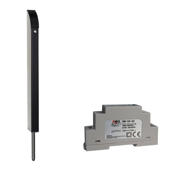 AES Tomalok Electric Drop Bolt (Black and Stainless) - 150mm With 24V Din Rail Power Supply - TL-SB-150-K