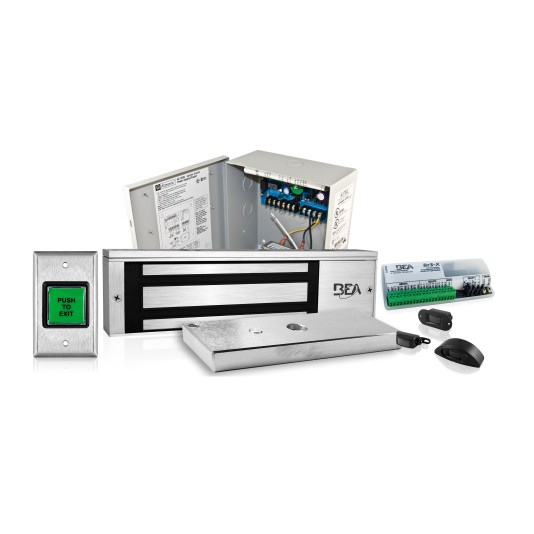 BEA Access Control Package w/ Request-to-Exit Detector, Power Supply, Push to Exit Button, Logic Module, PAssemblyive Door Position Sensor, & 1200lb UL Maglock