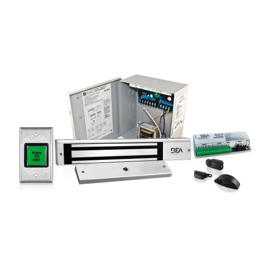 BEA Access Control Package w/ Request-to-Exit Detector, Power Supply, Push to Exit Button, Logic Module, & 600lb UL Maglock
