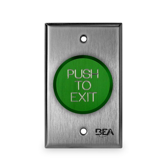 BEA 2" "Push to Exit" Delayed Action Switch Green w/ Single Gang Face Plate