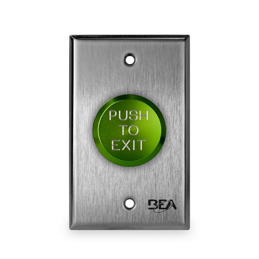 BEA 1 5/8" "Push to Exit" Delayed Action Switch Green w/ Single Gang Face Plate