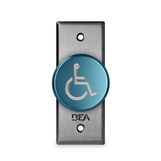 BEA 2" Accessibility Logo Delayed Action Switch Blue w/ Jamb w/ Size Face Plate