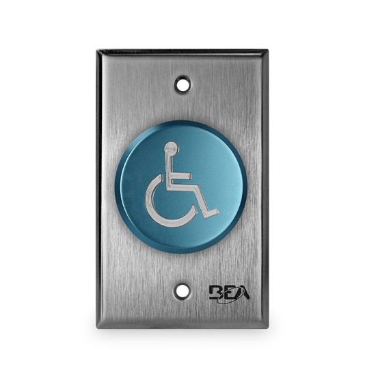 BEA 2" Accessibility Logo Delayed Action Switch Blue w/ Single Gang Face Plate