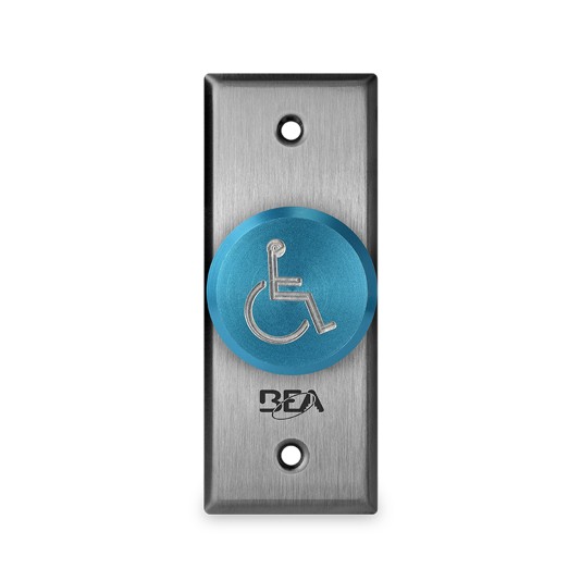 BEA 1 5/8" Accessibility Logo Delayed Action Switch Blue w/ Jamb w/ Size Face Plate