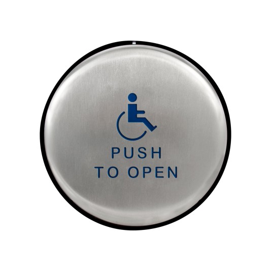 BEA 900Mhz 4.75" Round Panther Plate - "Push to Open" Text & Accessibility Logo - 10EMR4751-900