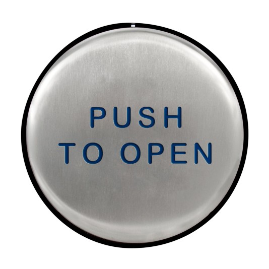 BEA 900Mhz 6" Round Panther Plate - "Push to Open" Text Only - 10EMR6-900