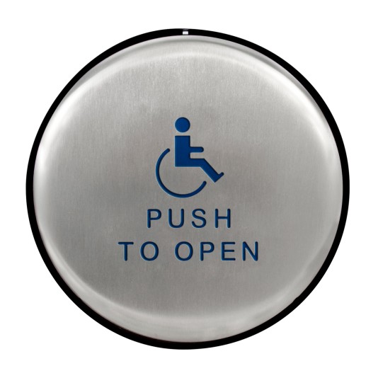 BEA 900Mhz 6" Round Panther Plate - "Push to Open" Text & Accessibility Logo - 10EMR61-900