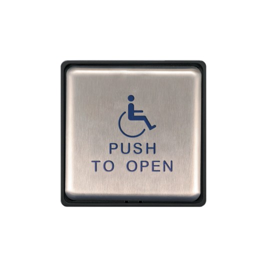 BEA 900Mhz 4.75" Square Panther Plate - "Push to Open" Text & Accessibility Logo - 10EMS4751-900